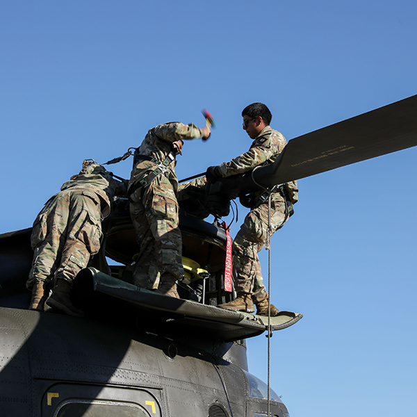 California Army National Guard Set Up Chinook At Headquarters